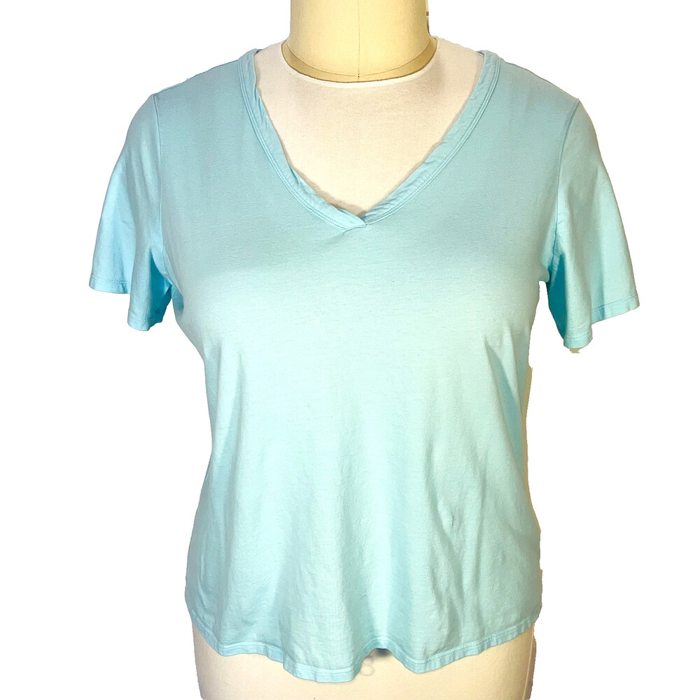 J. Jill Tee Shirt Womens 2X Baby Blue V-Neck Endless Summer Jersey Tee